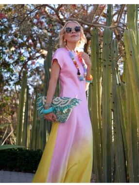 chinese dress ladies Giselle Pink Taffeta Maxi Dress  Ciao Lucia
